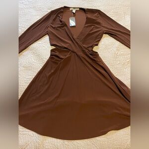 Forever 21 Brown Long-Sleeve Wrap Dress